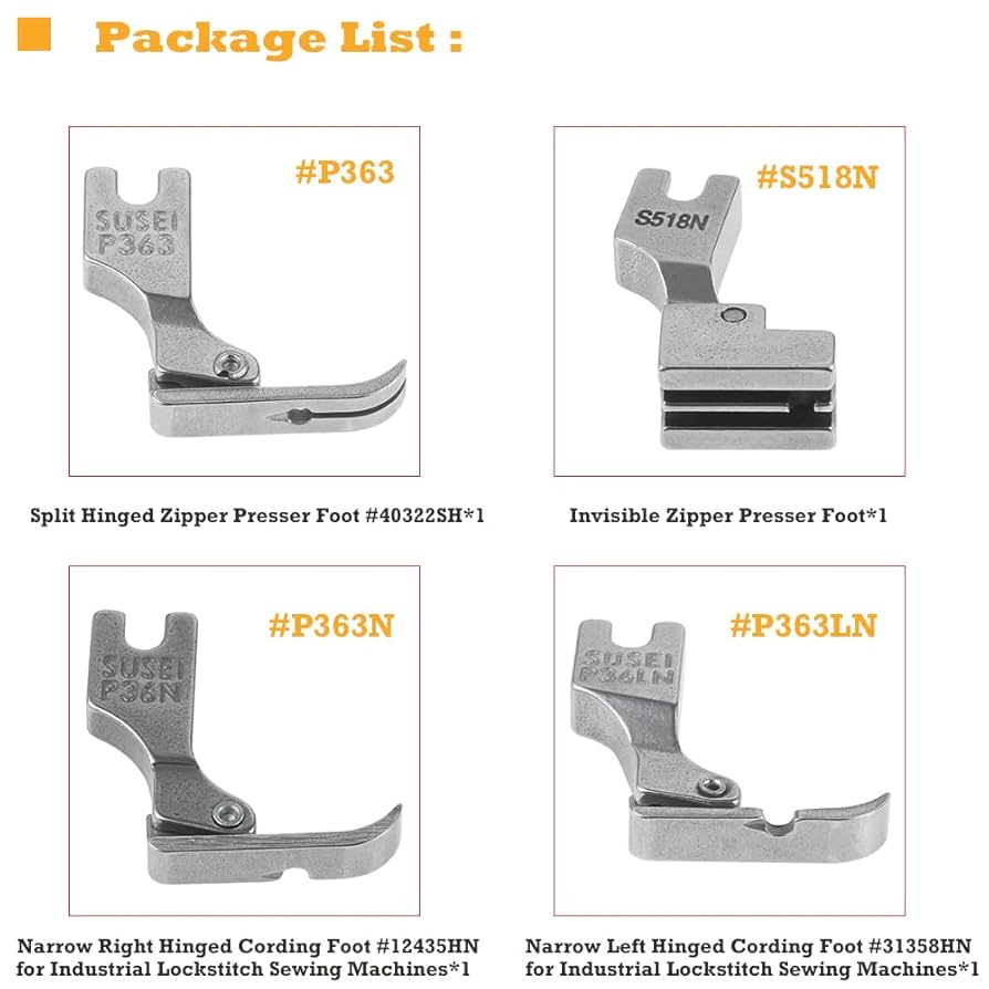Amazon.com: Hicello 4PCS Different Zipper Presser Foot P36L